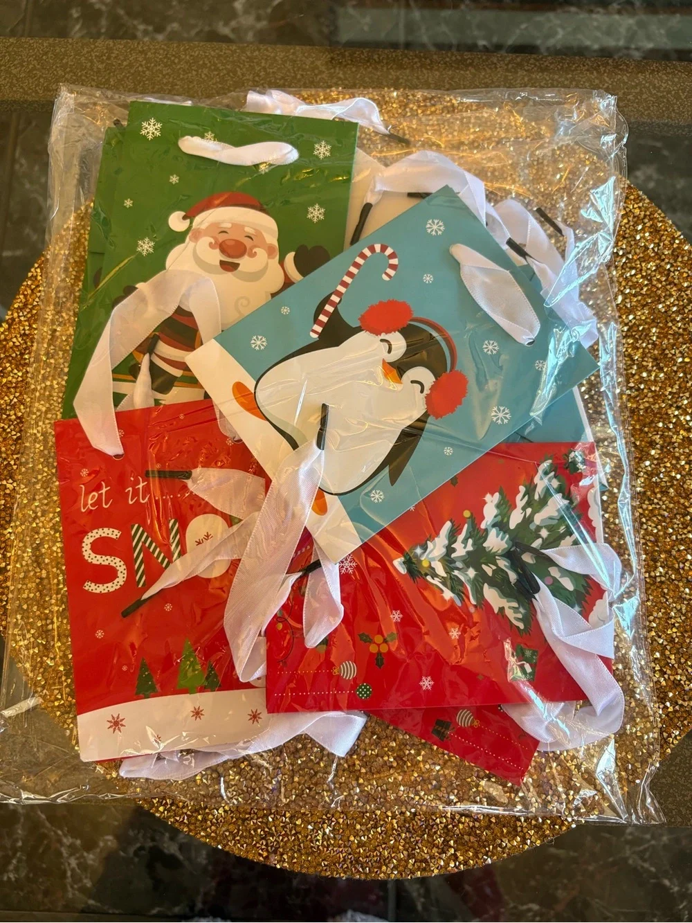 Festive NWT Holiday Gift Bag Set of 10 Red, Green, Blue, White.